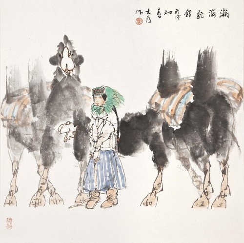 1-刘大为：瀚海驼铃（中国画）68X68，2006年作