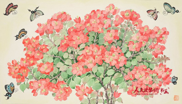 蝴蝶兰，56x42cm，纸本设色，2005