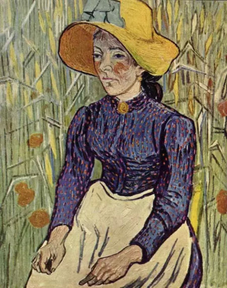 　　《麦前的农妇》(Peasant Woman Against a Background of Wheat，1890)