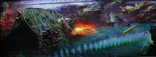 周补田《1941年12月7日珍珠港》油画
