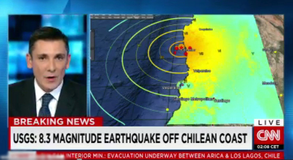 智利西部海域发生8.3级地震 已发布海啸预警6