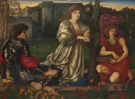 爱德华·伯恩·琼斯爵士，《爱之歌》（1868-77），布面油画，45 x 61 3/8英寸。（鸣谢大都会艺术博物馆，阿尔弗雷德N.庞尼特捐赠基金会，1947）