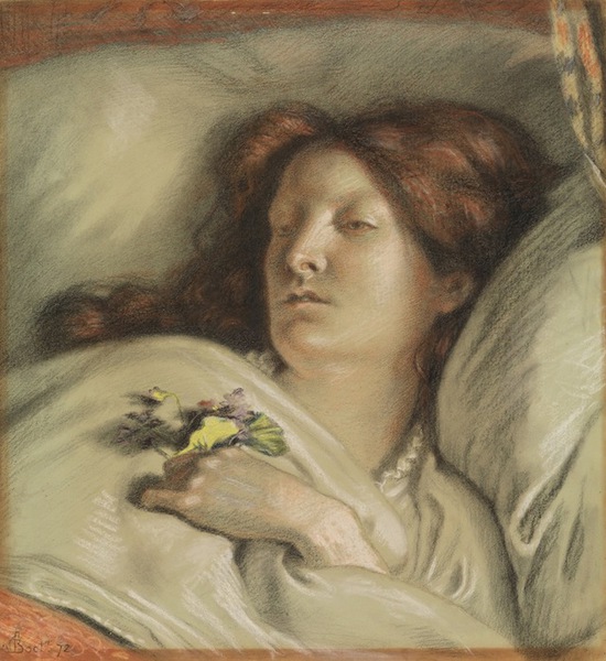 福德·马多克斯·布朗，《艺术家康复期的妻子肖像》（1872），蜡笔画，18 3/8 x 17 3/8英寸。（鸣谢大都会艺术博物馆，罗杰斯基金会，1909）