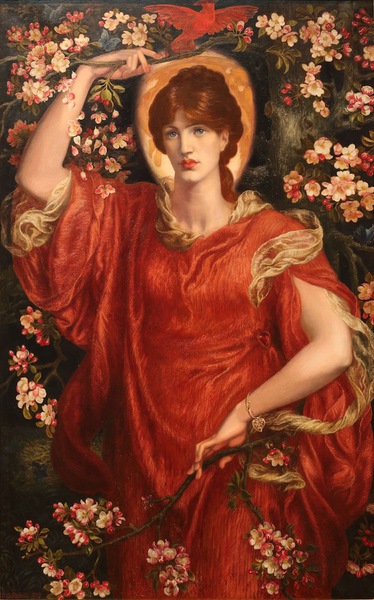 但丁·加百列·罗塞蒂，《菲亚美达》（1878），布面油画。（来自安德鲁·劳埃德·韦伯收藏基金会）