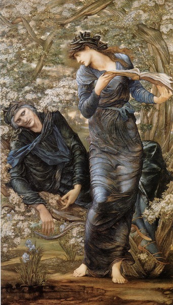 爱德华·伯恩·琼斯，《迷人的梅林》（1874），布面油画。（来自维基媒体基金会）