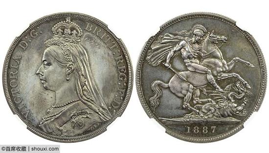 NGC-PF65的1887年英国维多利亚女皇像银币