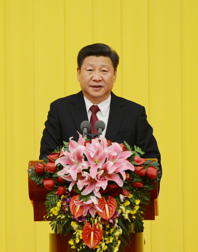 2015年12月31日，全国政协在北京举行新年茶话会。中共中央总书记、国家主席、中央军委主席习近平在茶话会上发表重要讲话。    本报记者姜贵东摄