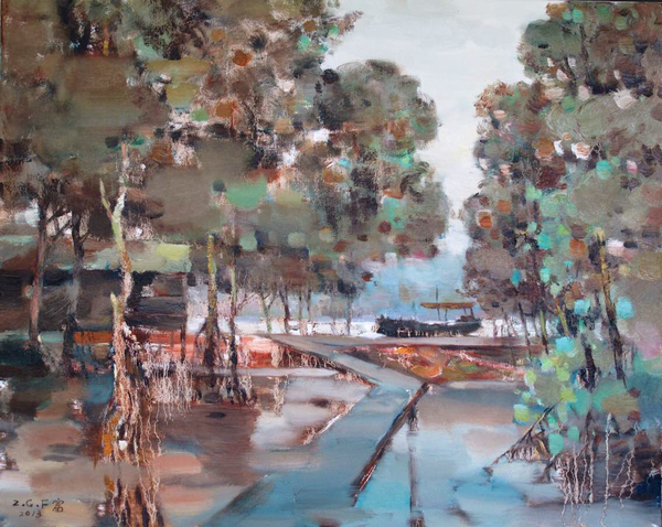 3 《红树林》，周国富，60x90cm，布面油画，2013
