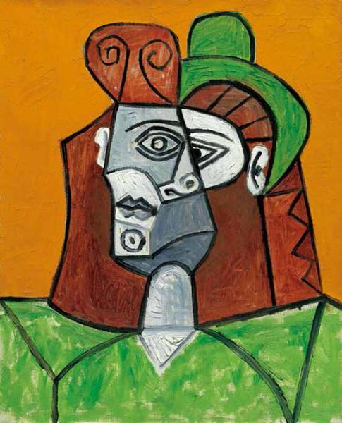 毕加索《戴绿帽子的女人像》