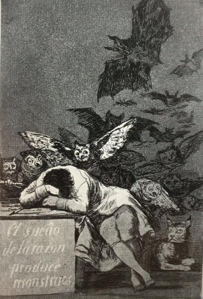 《理性沉睡，心魔生焉》，选自《狂想曲》，1797-1797年 , 凹版蚀刻画，21.6cm*15.2cm