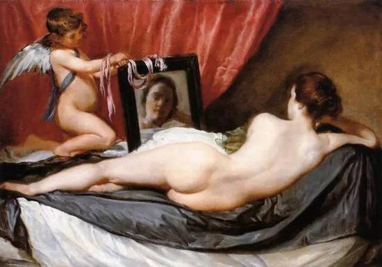 委拉斯开兹 《镜中的维纳斯》，布面油画，约1648-1650年，122.5cm*177cm
