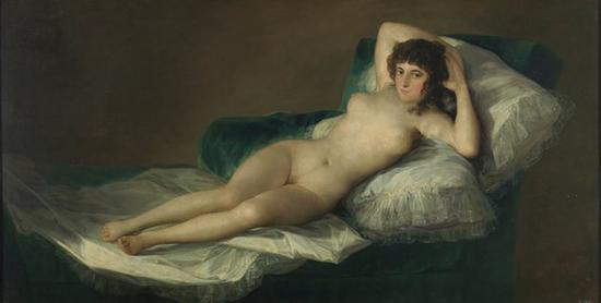 《裸体的马哈》1797-1800年，布面油画，97*190cm，马德里，普拉多美术馆