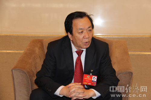 全国政协委员何香久接受记者采访。