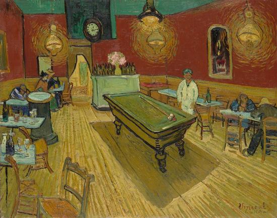 文森特·梵·高《夜间咖啡馆》（1888）  图：courtesy Yale University Art Gallery