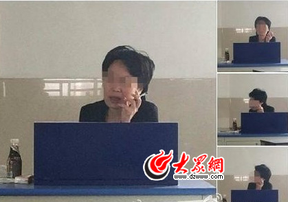  5月6日，有网友爆料济南某高校老师上课抽烟