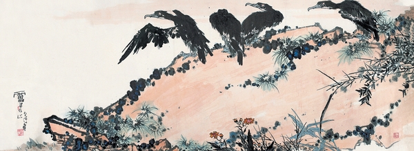 潘天寿 1962年《鹰石图》