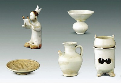 国家博物馆内收藏的五代白瓷茶具文物