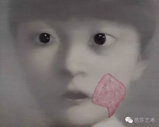 张晓刚《我的女儿1号》，布上油画，40×50cm，2000