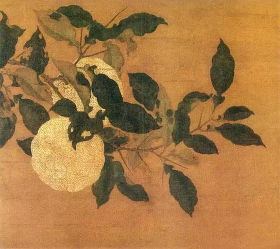 《香实垂金图》 宋 佚名 设色绢本 纵24.3厘米 横27.5厘米台北故宫博物院藏