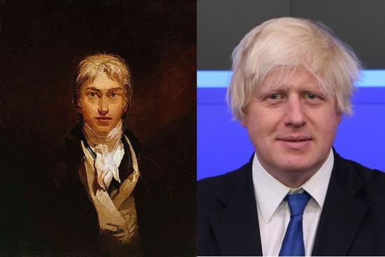 左：《约瑟夫·玛罗德·威廉·特纳自画像》，1799。图片：Courtesy of Wikicommons 右： 鲍里斯·约翰逊，2009。图片：Courtesy of Wikicommons