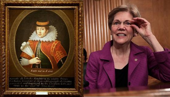 左：《宝嘉康蒂肖像》，作于1616年后。图片：Courtesy of Wikicommons 右：伊丽莎白·沃伦，2016。图片：Courtesy Alex Wong/Getty Images