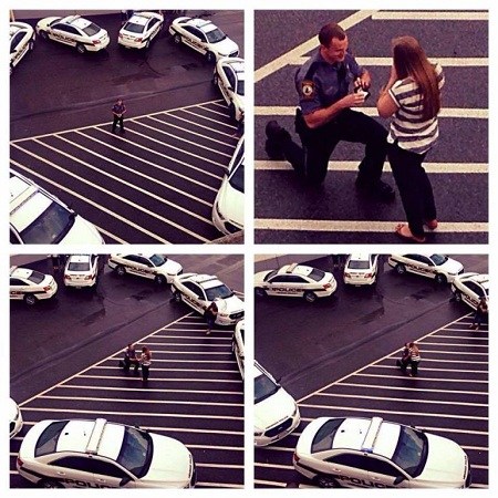 浪漫求婚！美国警察用警车围出“爱心”（图）