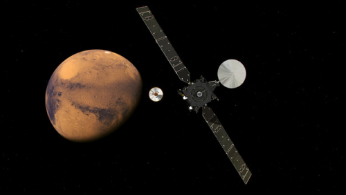 “火星探索计划”接近火星。（图片来源：ESA）