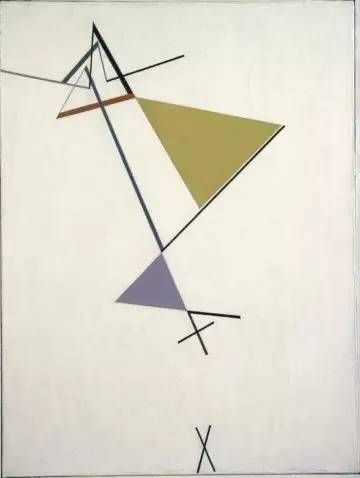 　　《三角的发展（Development of a Triangle）》，托马斯•马尔多纳多（TomásMaldonado），布面油画，1949年