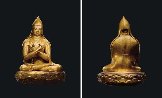 蒙古17世纪 铜鎏金哲布尊丹巴像·扎那巴扎尔RMB73,025,000中国嘉德2016-11-12