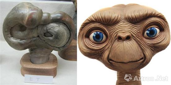 很像外星人E.T。的人面石。图/取自iFuunn.com。