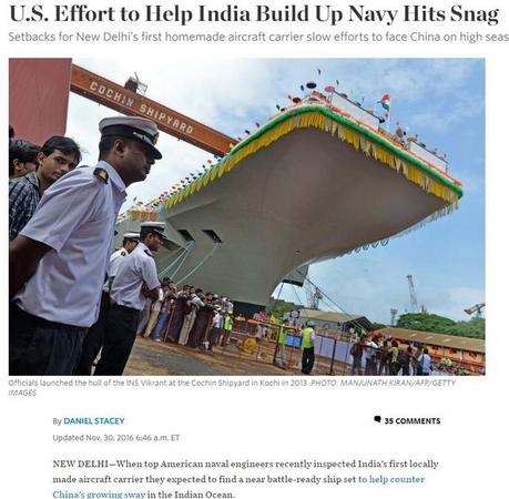 美海军工程师考察印度首艘国产航母：还有10年才能服役
