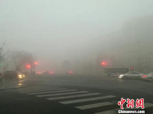 雾锁滨城，陆、空交通受影响。　傅光锐 摄