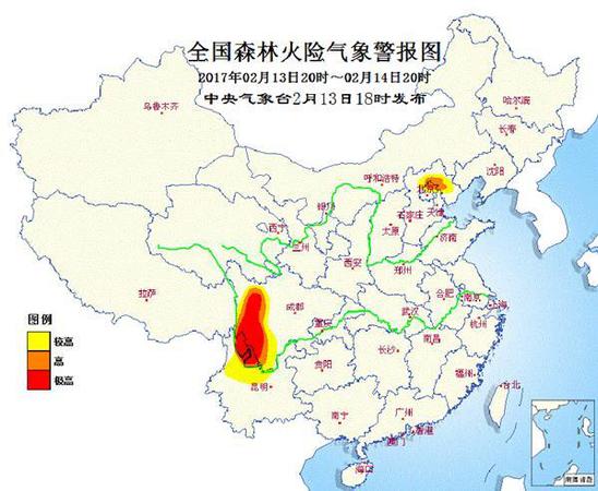 森林火险气象警报：四川云南局部火险等级极高