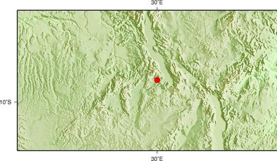 2月24日8时32分坦噶尼喀湖地区发生5.9级地震