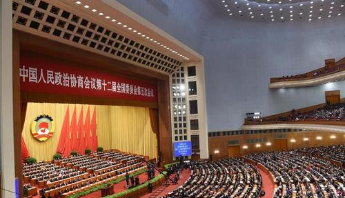 3月3日，中国人民政治协商会议第十二届全国委员会第五次会议在北京人民大会堂开幕。（侧景图）