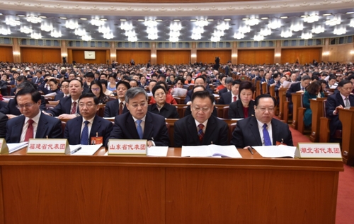 福建省代表团、山东省代表团、湖北省代表团在会上。