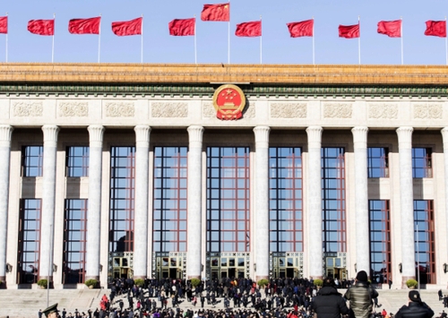3月12日，十二届全国人大五次会议在北京人民大会堂举行第三次全体会议。这是大会开始前的人民大会堂。新华社记者 费茂华摄