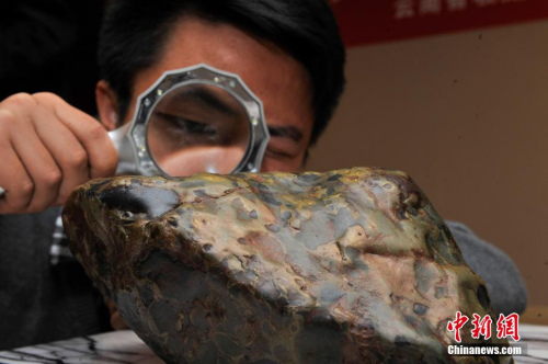 资料图：一名陨石收藏家的藏品在昆明展出。<a target='_blank' href='http://www.chinanews.com/'>中新社</a>记者 刘冉阳 摄