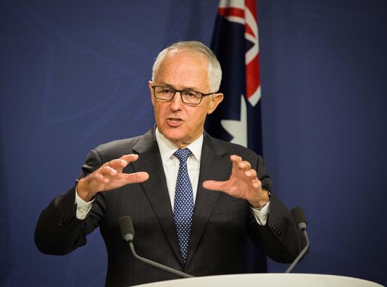  1月13日，澳大利亚总理马尔科姆·特恩布尔在悉尼举行的新闻发布会上讲话。（新华社发，朱宏业摄）