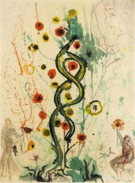 萨尔瓦多·达利 | 生命之树羊皮纸雕刻、平版印刷、丝网印刷、半宝石 | 57×77cm | 1975年 