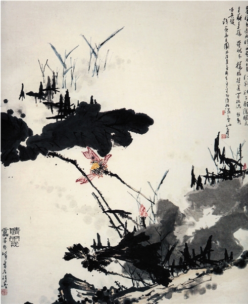 潘天寿 晴霞图 中国画（指墨） 178.5×148cm 1961年