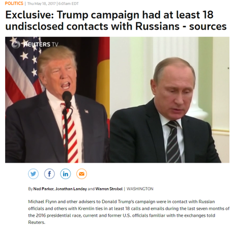 外媒：特朗普团队与俄罗斯至少有18次未披露接触