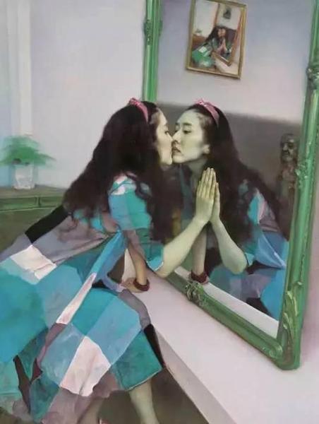 庞茂琨，《镜花缘之二》，布面油画，160cm x 120cm，2014