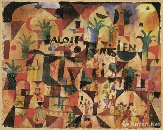 保罗·克利 (Paul Klee)《突尼西亚沙龙(突尼斯大道的交通)》 1918年作