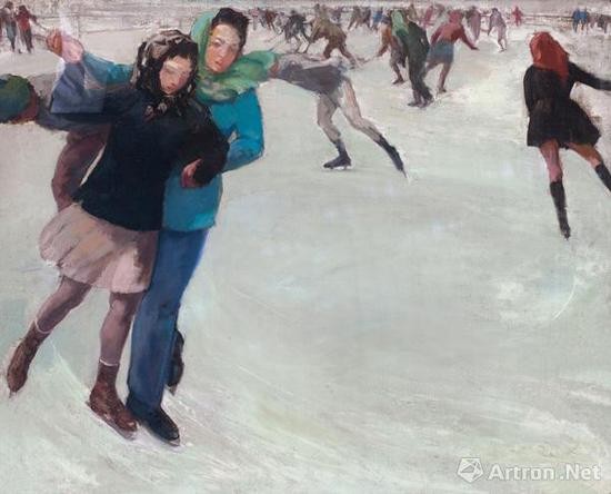 　　艾中信 滑冰 布面 油画   71.5×88cm 1946年作 成交价：218.5万元