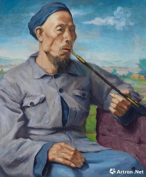 　　杨立光  抽烟的人 布面 油画 46×38cm 1940年作 成交价：78.2万元