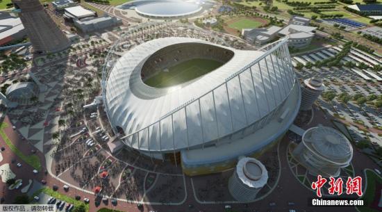 这张于11月24日从卡塔尔2022年世界杯最高委员会(赛事组织方)获得的电脑绘制效果图展示了翻新后的卡塔尔世界杯赛场之一——哈利法国际体育场。