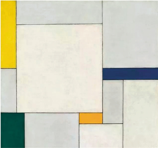 乔治·梵顿格勒 黄绿蓝靛橙色方块构成 50.2×50.2cm