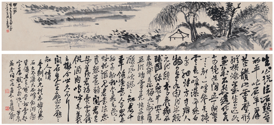 Lot771 吴昌硕（1844～1927） 为李宗颢作 芾山亭书画卷 起拍价RMB-180万 成交价RMB- 322万元 