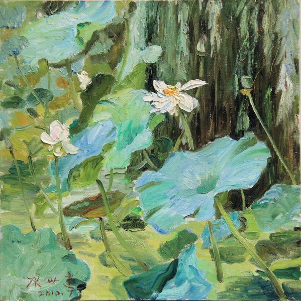 张世健《荷塘系列之六》 60×60cm 布面油画 2010